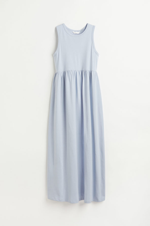H&M Mama Calf-length Jersey Dress Light Blue