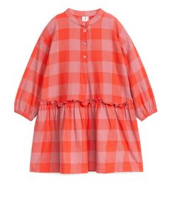 Tiered Check Dress Pink/red