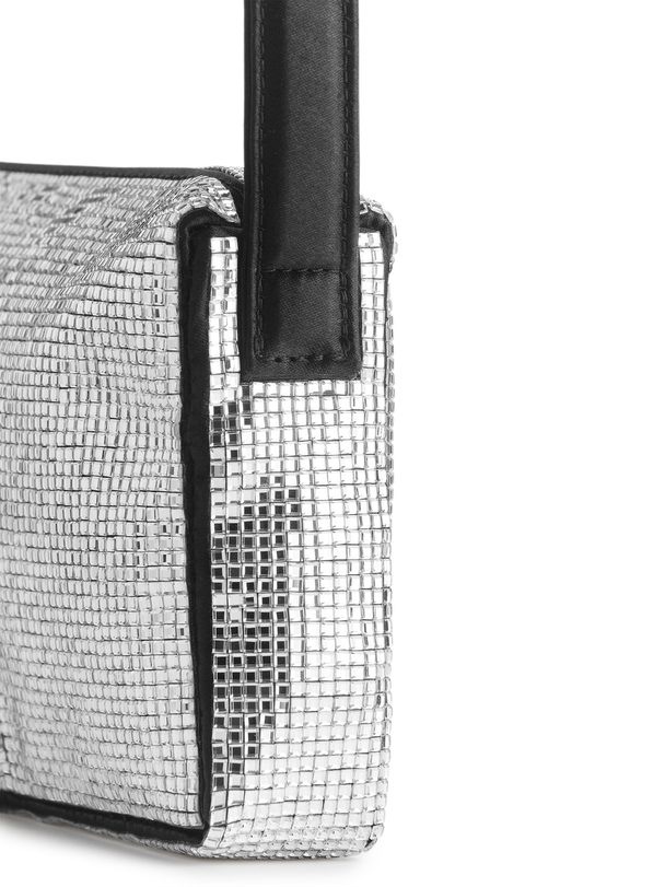 ARKET Rhinestone Shoulder Bag Silver/black