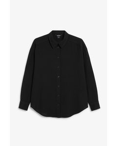 Black Linen Blend Shirt Black