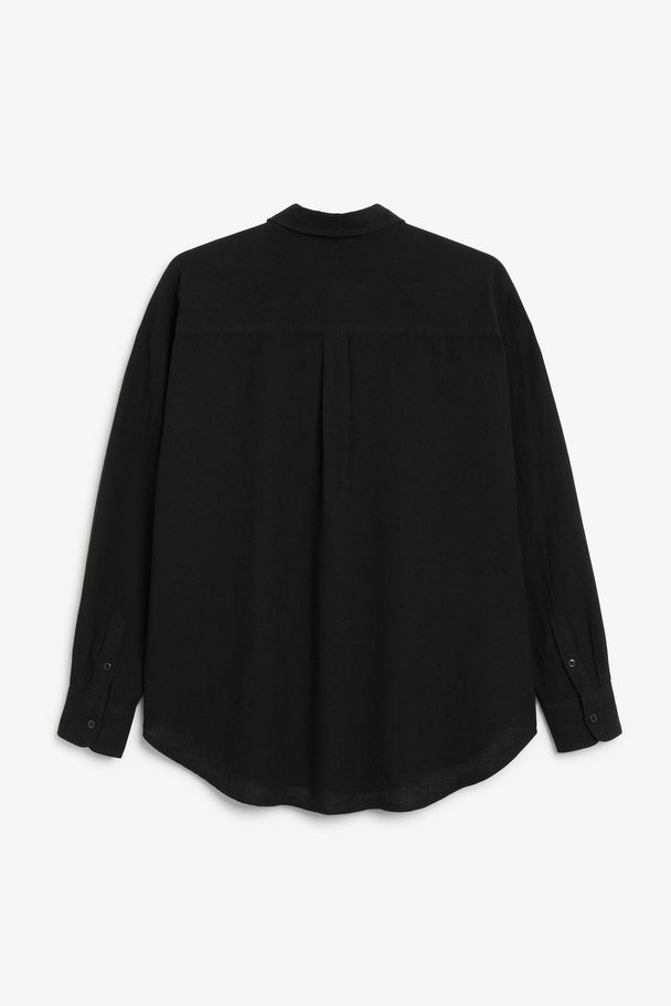 Monki Anzughemd aus Leinenmischung Schwarz