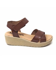 Marilou Wedge Sandal In Brown Leather