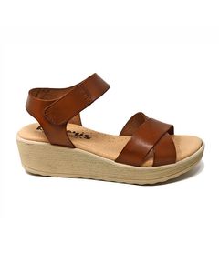 Marilou Wedge Sandal In Tan Leather