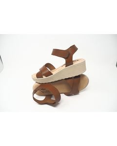 Marilou Wedge Sandal In Tan Leather
