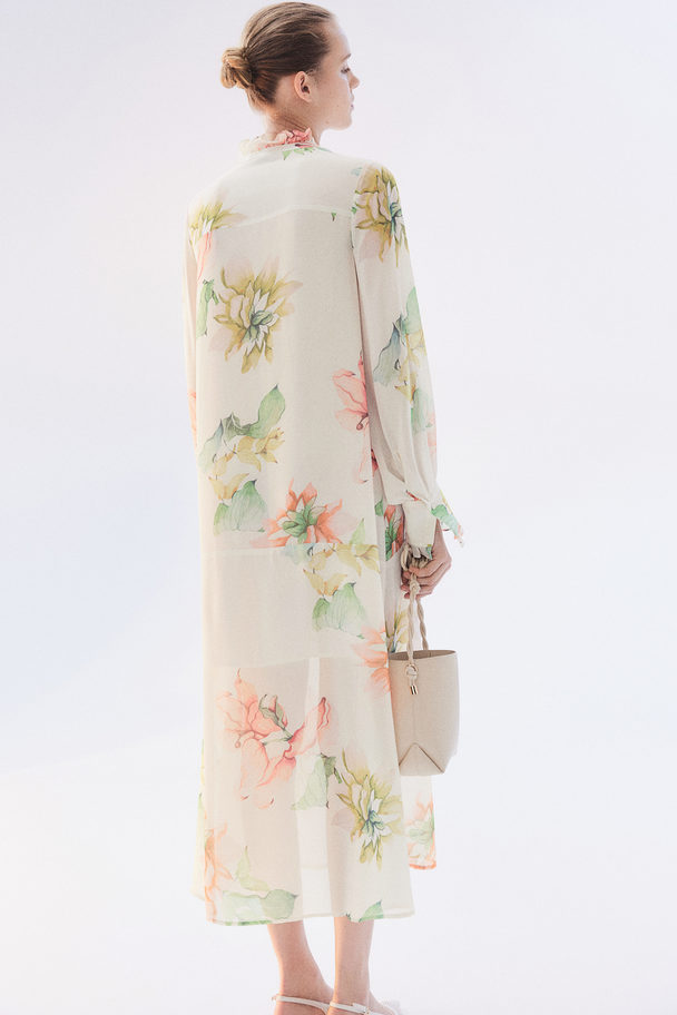 H&M Pintuck Chiffon Dress White/floral