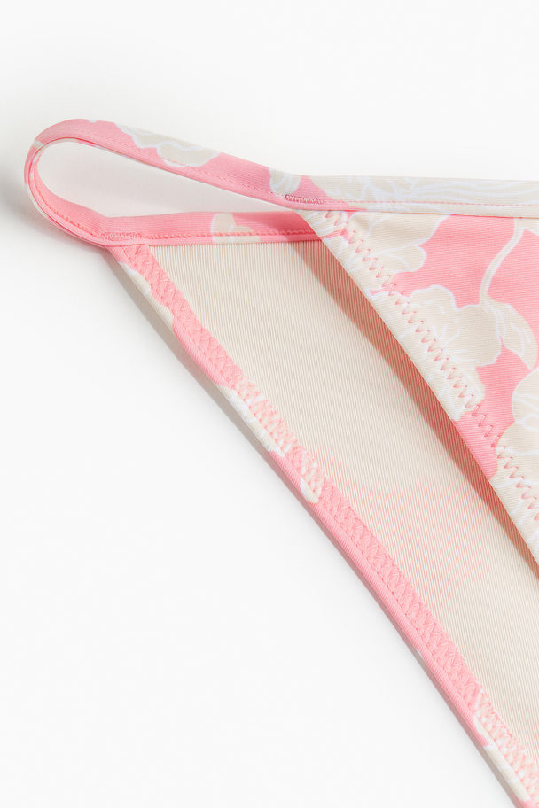 H&M Cheeky Tanga Bikini Bottoms Light Pink/floral