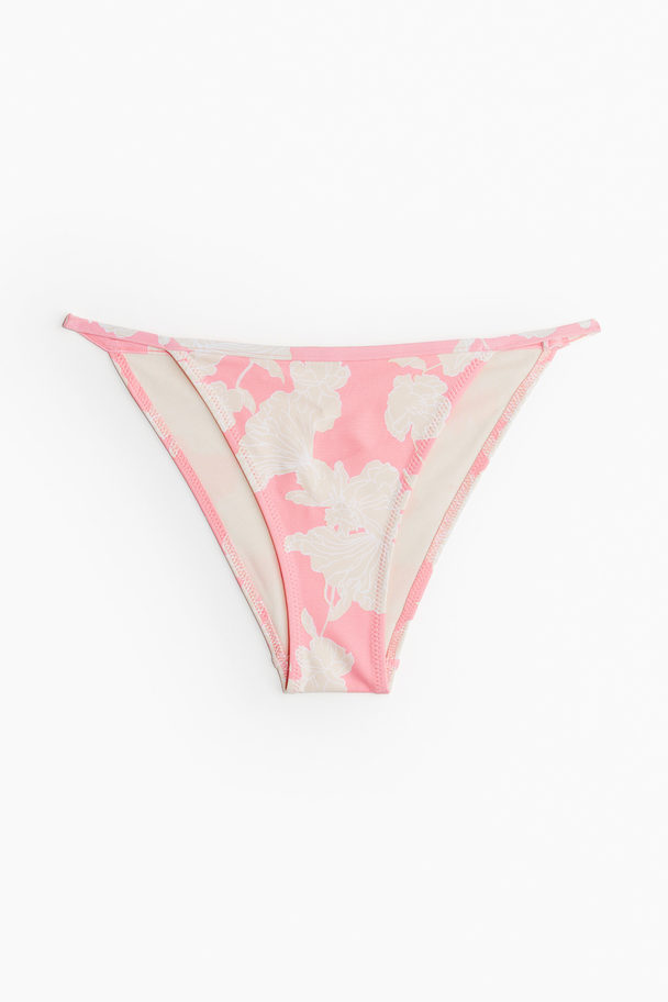 H&M Cheeky Tanga Bikini Bottoms Light Pink/floral