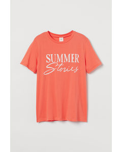 T-shirt Met Print Koraal/summer Stories