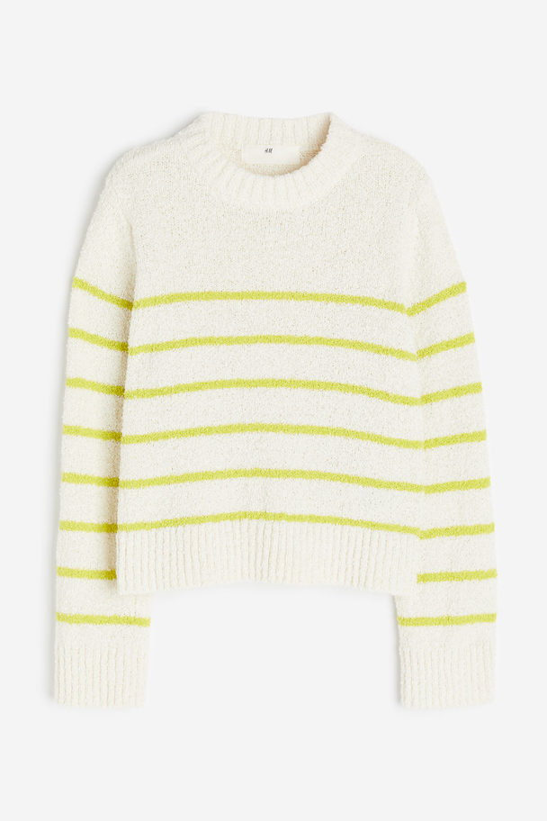 H&M Slub-knit Jumper Cream/yellow Striped