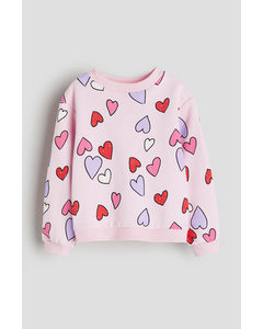 Printed Sweatshirt Light Pink/hearts