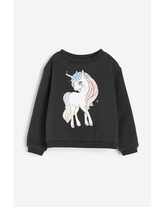 Printed Sweatshirt Dark Grey/unicorn
