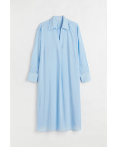 H&M+ Blusenkleid aus Lyocellmix Hellblau