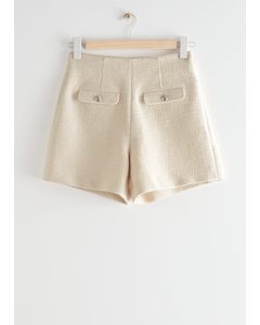 Textured Cotton Shorts Cream