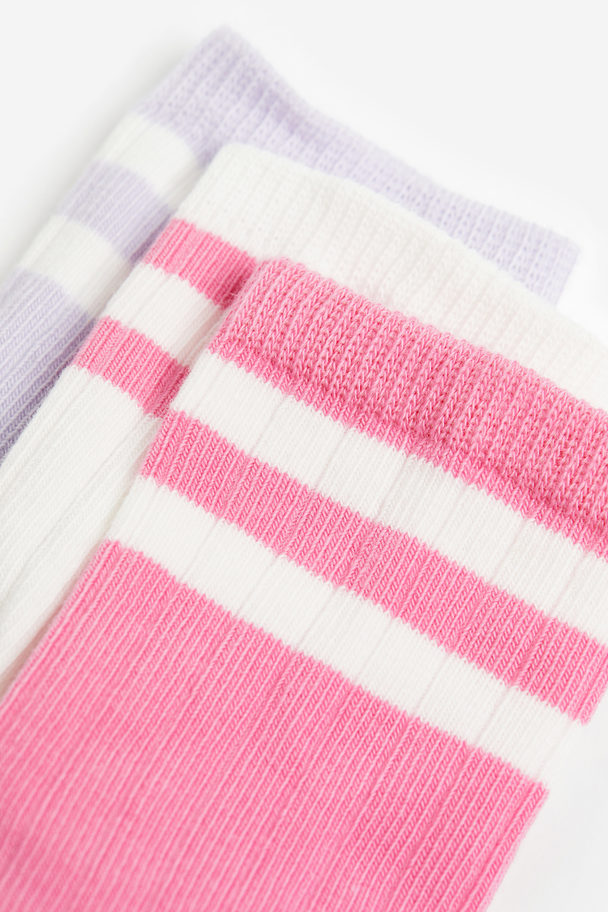 H&M 3 Paar Sokken Lila/roze/wit
