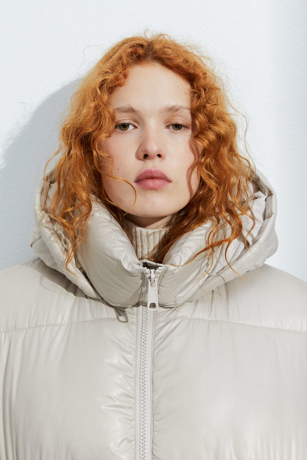 H&M Hooded Puffer Jacket Natural White