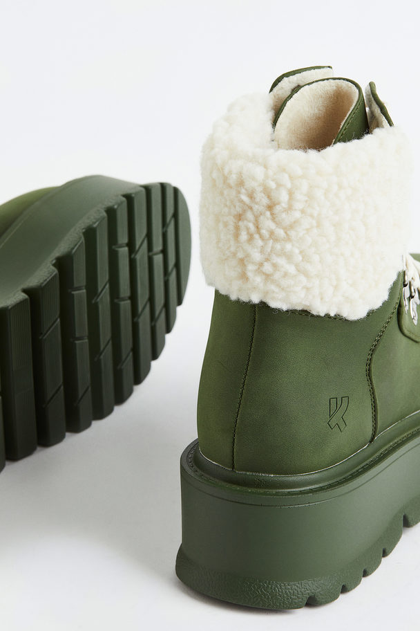 KOI Footwear Kaldor Fur Plattformstövlar Kaki