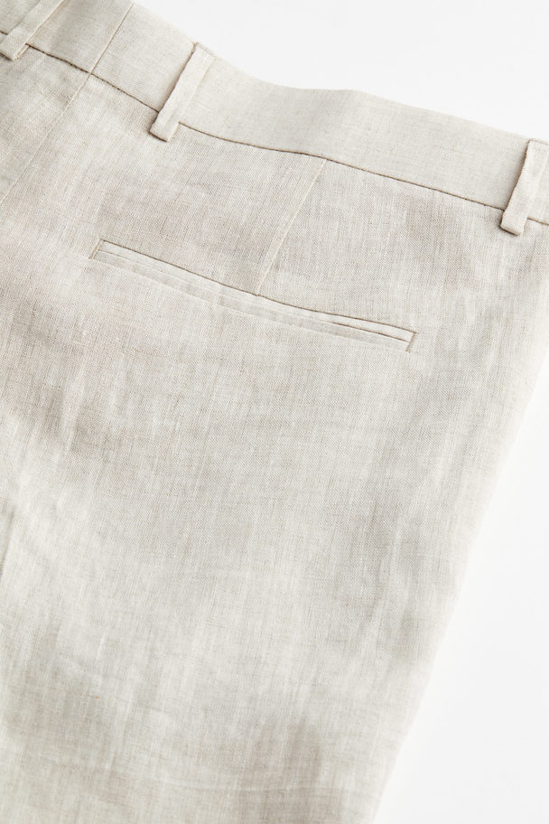 H&M Anzughose aus Leinen in Slim Fit Hellbeigemeliert