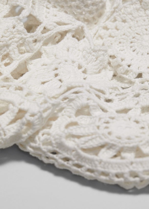 & Other Stories Crocheted Asymmetric Midi Dress White