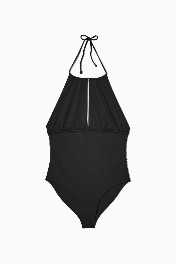 COS Open-back Gathered Swimsuit Black