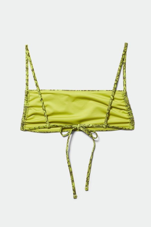 Weekday Bedrucktes Bandeau-Bikinitop Gelbgrün/Schlangenprint