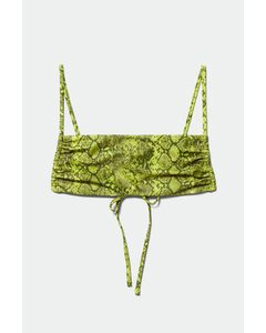 Bedrucktes Bandeau-Bikinitop Gelbgrün/Schlangenprint