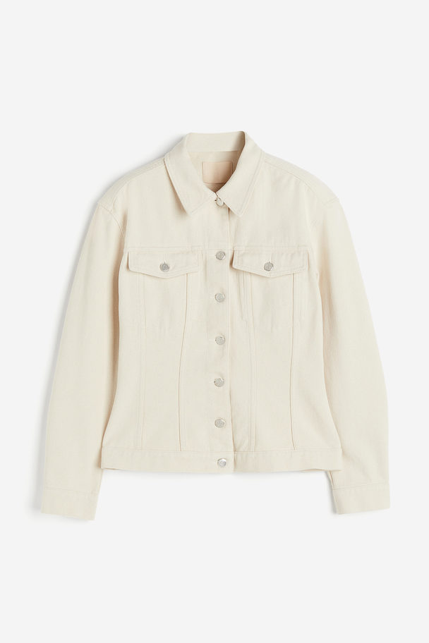 H&M Tapered-waist Denim Jacket Cream