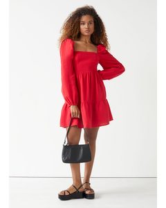 Linen Mini Dress Red