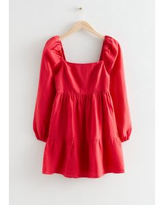 Linnen Mini-jurk Rood