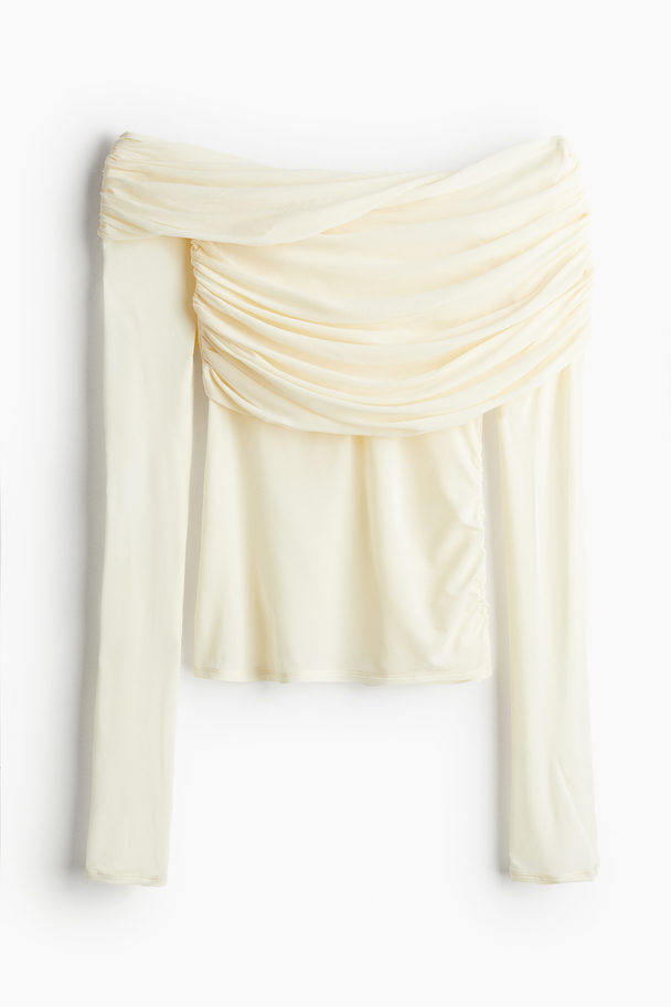 H&M Draped Off-the-shoulder Top Cream