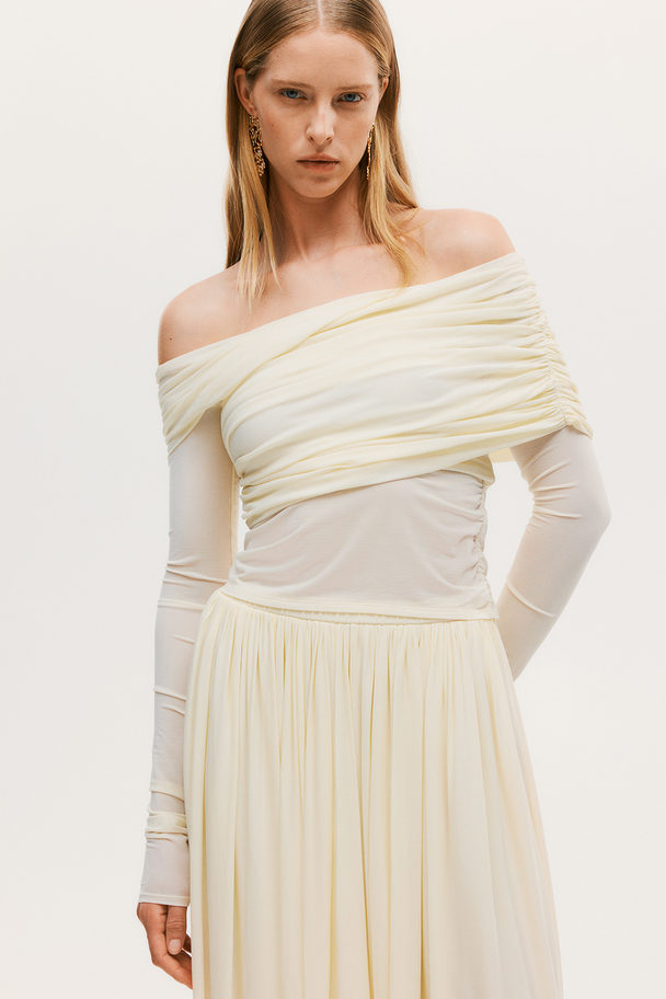 H&M Draped Off-the-shoulder Top Cream