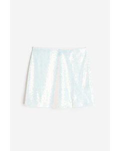 Sequined Mini Skirt White/silver-coloured