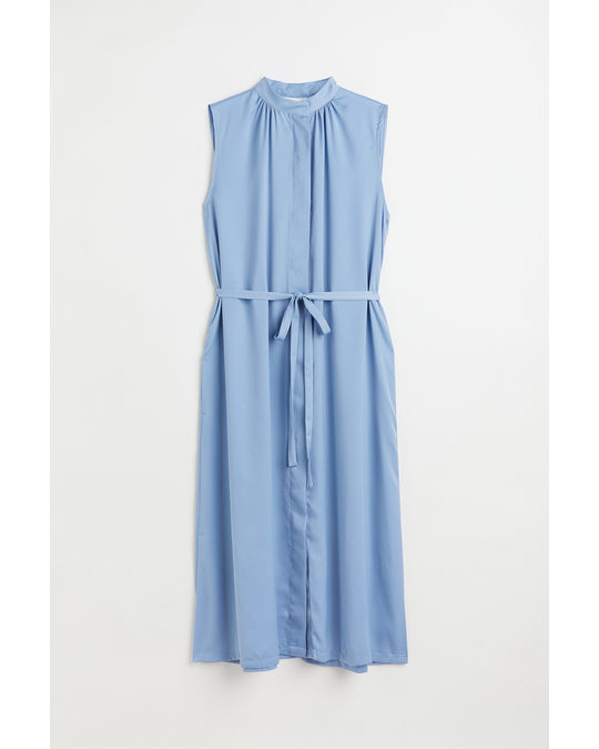 H&M H&m+ Button-front Dress Light Blue