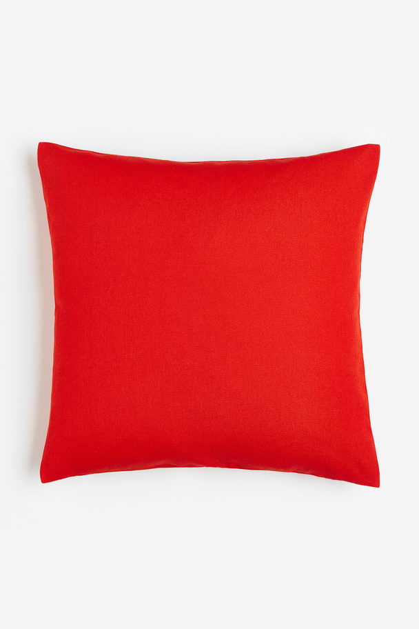 H&M HOME Cotton Canvas Cushion Cover Bright Red