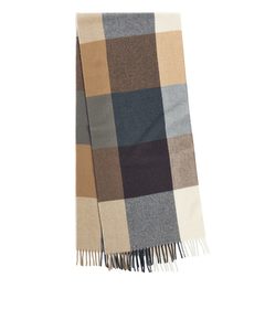 Checked Wool Scarf Beige/brown