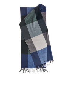 Checked Wool Scarf Blue/multi