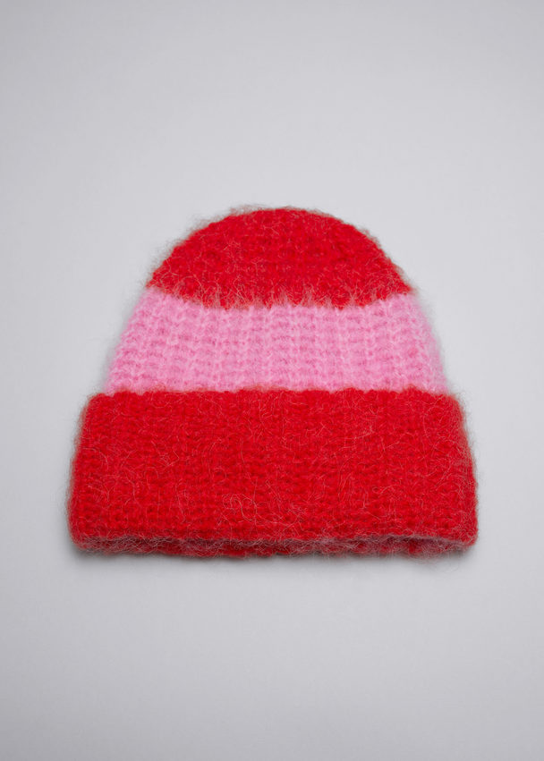 & Other Stories Striped Alpaca-blend Beanie Red/pink