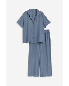 Pyjama aus Modalmix Taubenblau