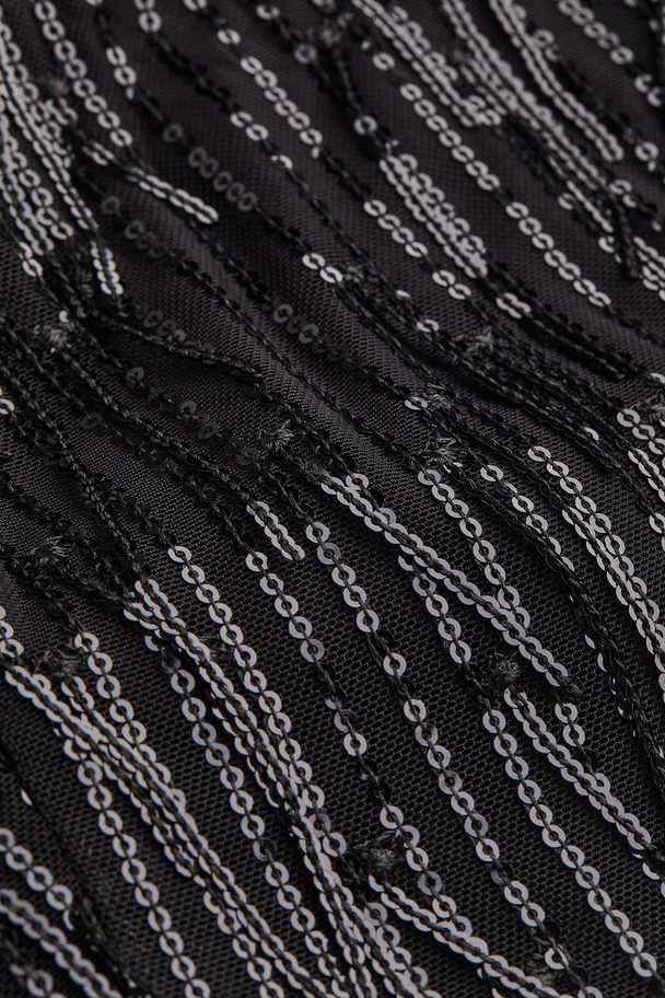 H&M Sequined Crop Top Black/sequins