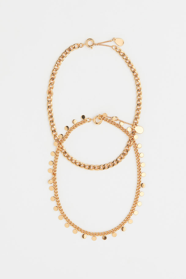 H&M 2-pack Gold-plated Anklets Gold-coloured