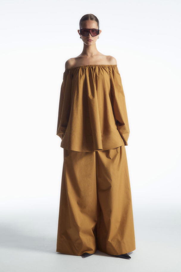 COS Gathered Wide-leg Trousers​ Brown