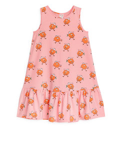 Frilled Jersey Dress Pink/orange