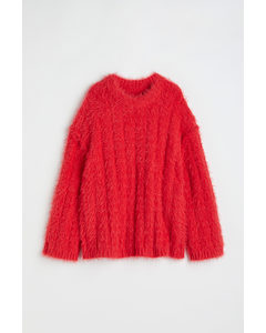 Flauschiger Pullover Rot
