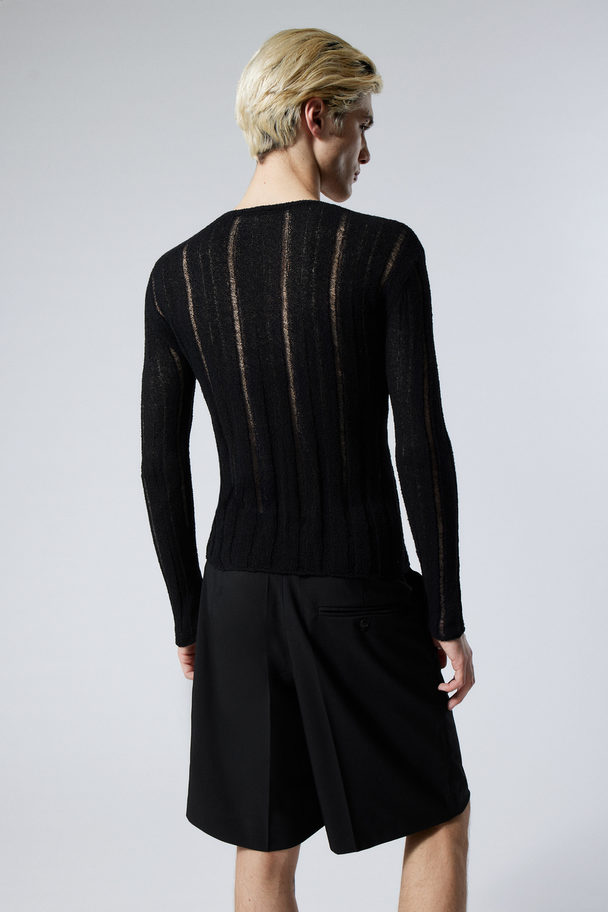 Weekday Slim Sheer Knitted Sweater Black