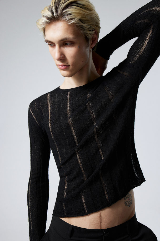 Weekday Transparenter Strickpullover mit schmaler Passform Schwarz