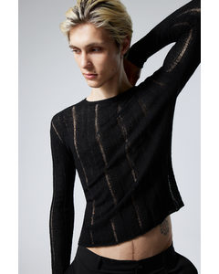 Slim Sheer Knitted Sweater Black