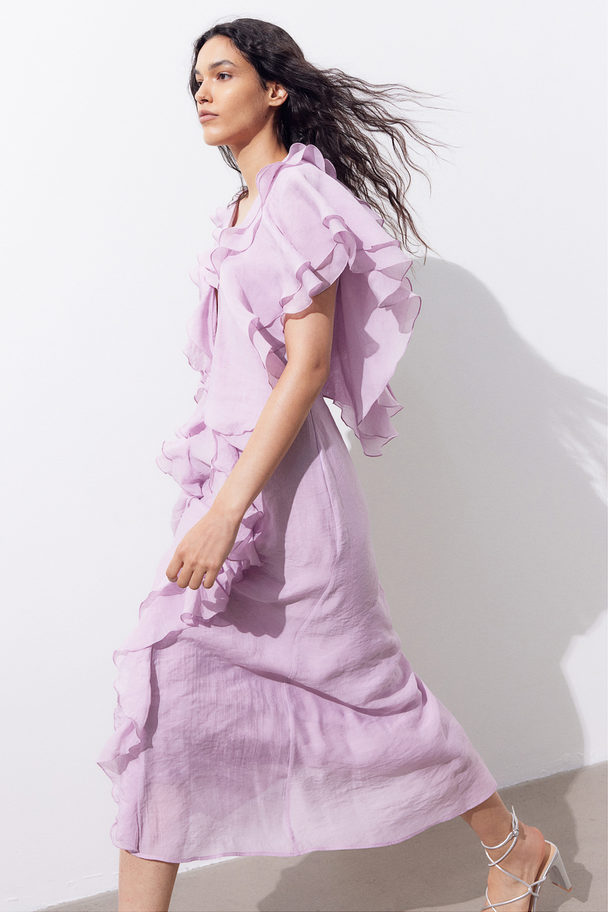 H&M Flounce-trimmed Dress Lilac