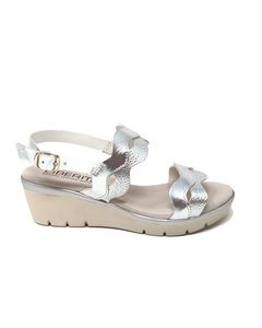 Alice Wedge Sandal In Silver Leather