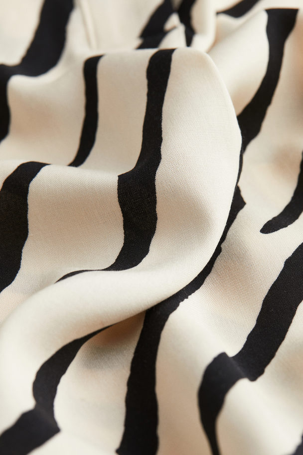 H&M Tunika mit V-Ausschnitt Hellbeige/Zebraprint