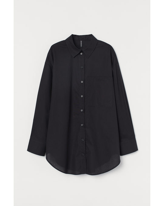 H&M Oversized Cotton Shirt Black