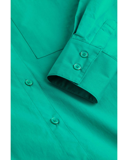 H&M Oversized Poplin Shirt Green